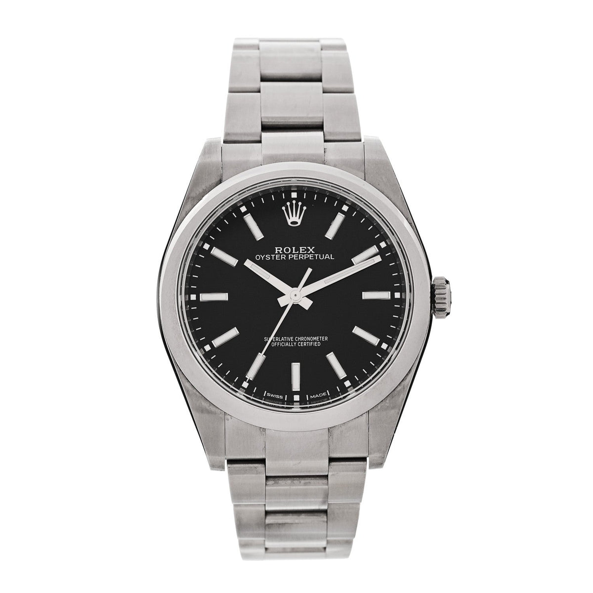 Stainless Steel 39mm Oyster Perpetual Watch Black 114300