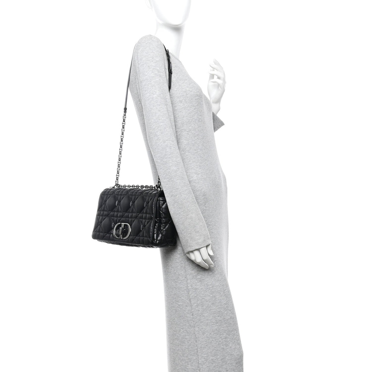Calfskin Macrocannage Large Caro Bag Black