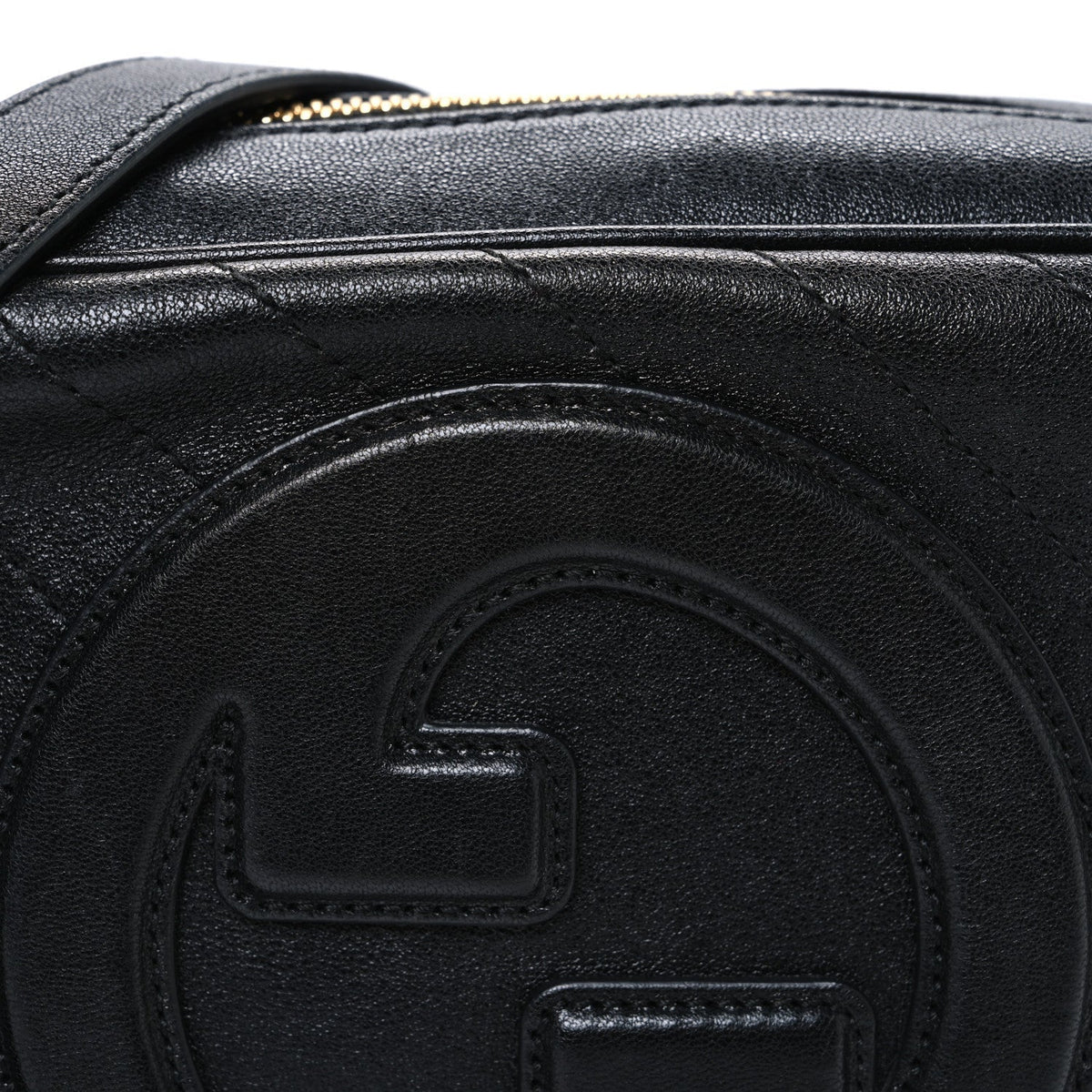 Sakai Be Green Calfskin Diagonal Stitched Small Blondie Shoulder Bag Black