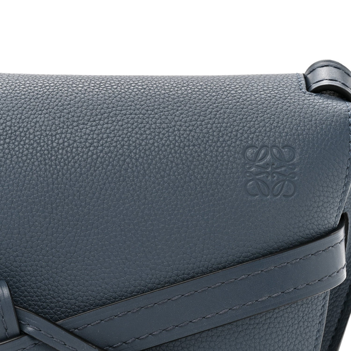Grained Calfskin Small Gate Crossbody Bag Steel Blue
