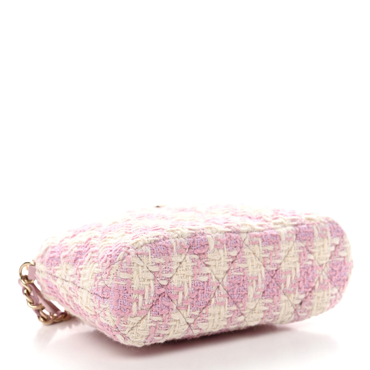 Tweed Quilted Mini Clutch With Chain Pink