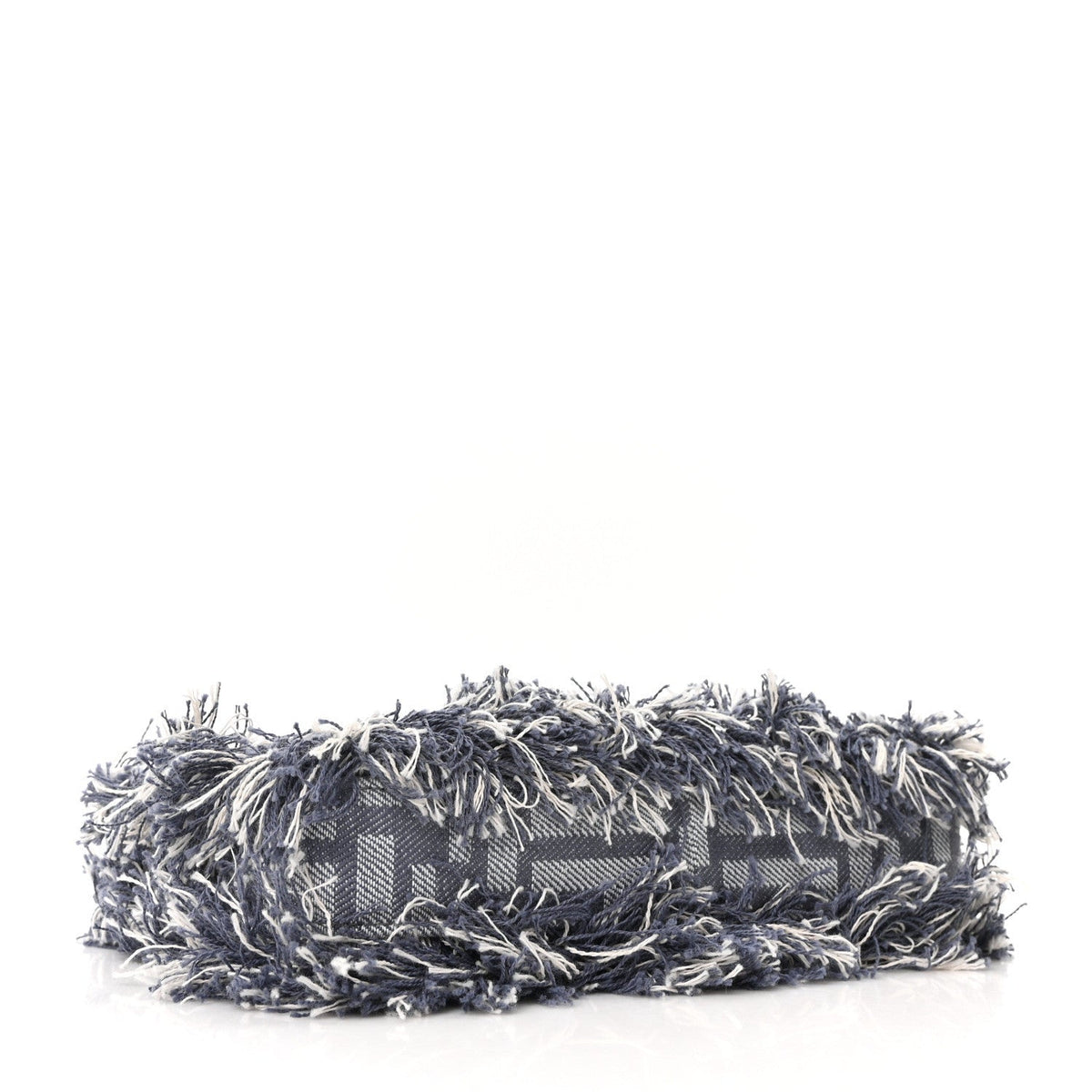 Denim Vitello Fringe FF Embroidered Baguette Pouch Myrtle Dark Nut