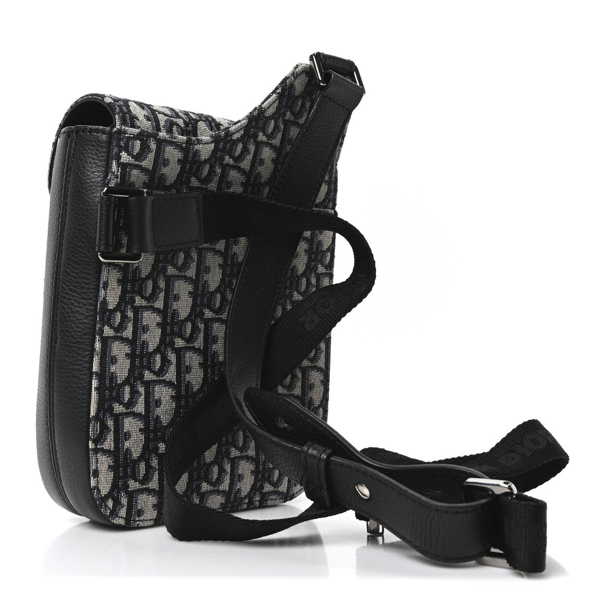 Grained Calfskin Oblique Saddle Vertical Messenger Pouch Beige Black