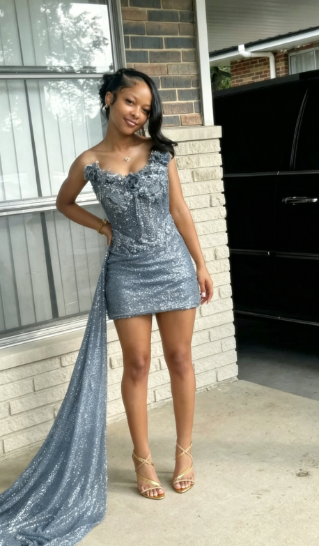 Gold Cocktail Dress Sweetheart Sheath Sequins Graduation Dress Tulle Beaded Party Dress ED07526
