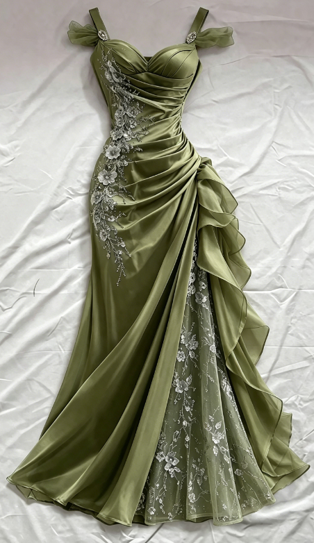 Blue Prom Dress Sheath Straps Satin Appliques Long Evening Dress ED07632