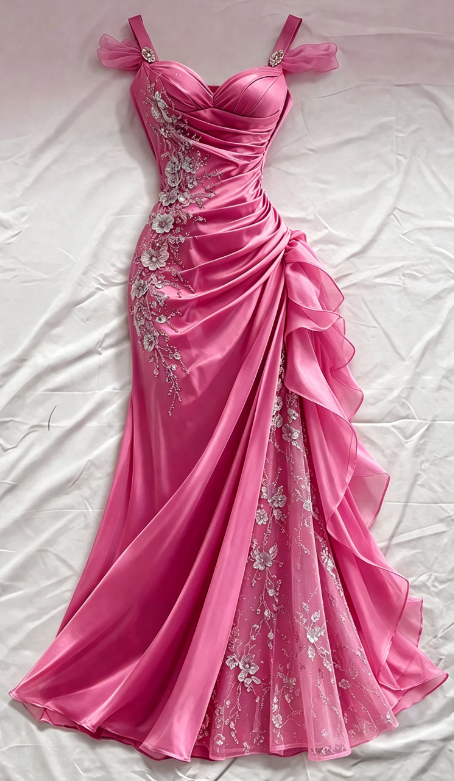 Blue Prom Dress Sheath Straps Satin Appliques Long Evening Dress ED07632
