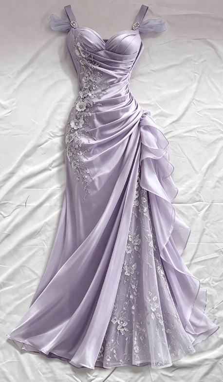 Blue Prom Dress Sheath Straps Satin Appliques Long Evening Dress ED07632