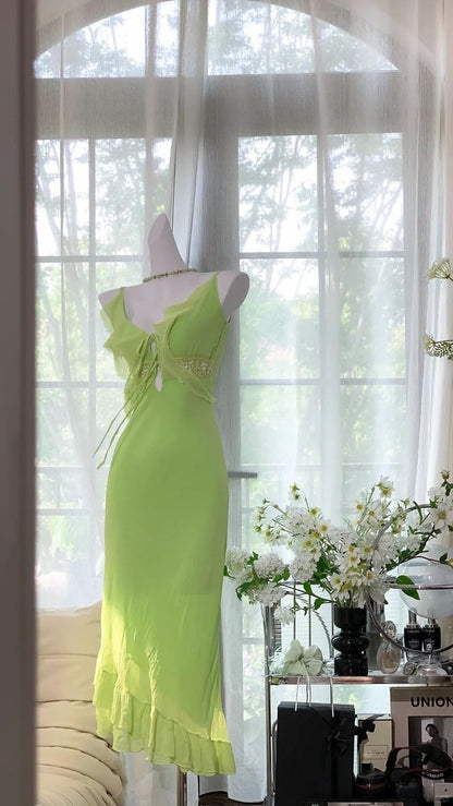 The Wizard of Oz Sheath Spaghetti Strap Ruffle Chiffon Homecoming Dress SH3209