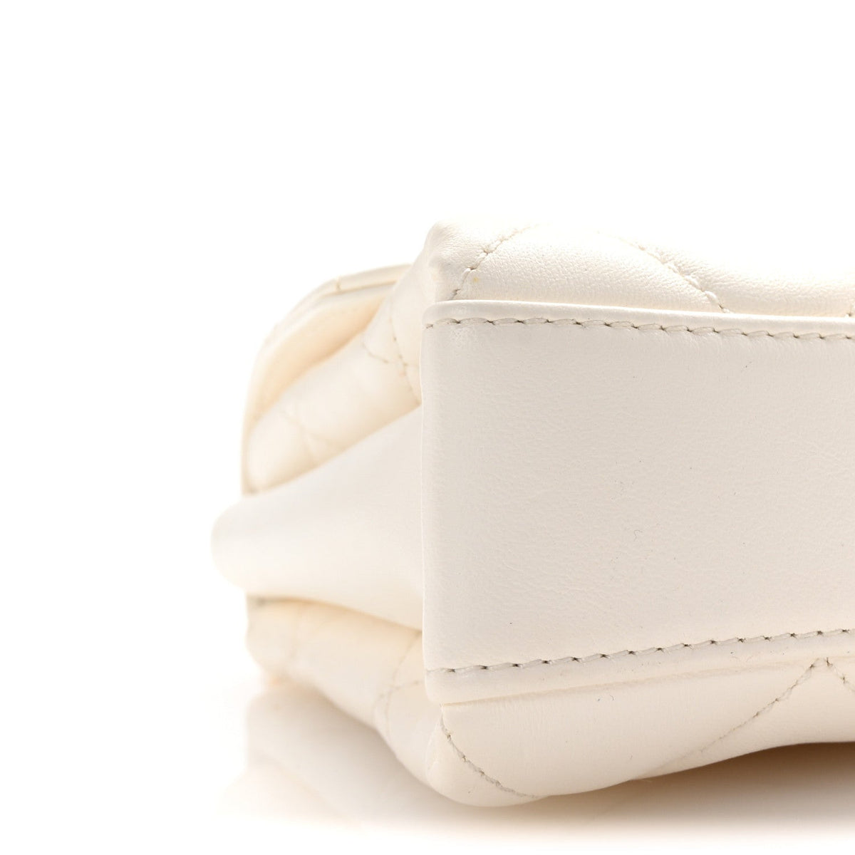 Lambskin Quilted Mini CC Crystal Logo Chain Flap White