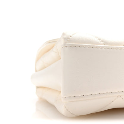 Lambskin Quilted Mini CC Crystal Logo Chain Flap White