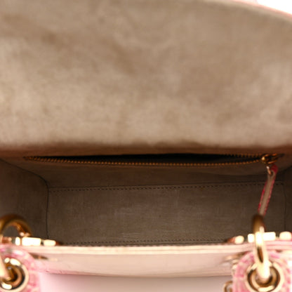 Metallic Alligator Gradient Small Lady Dior Pink