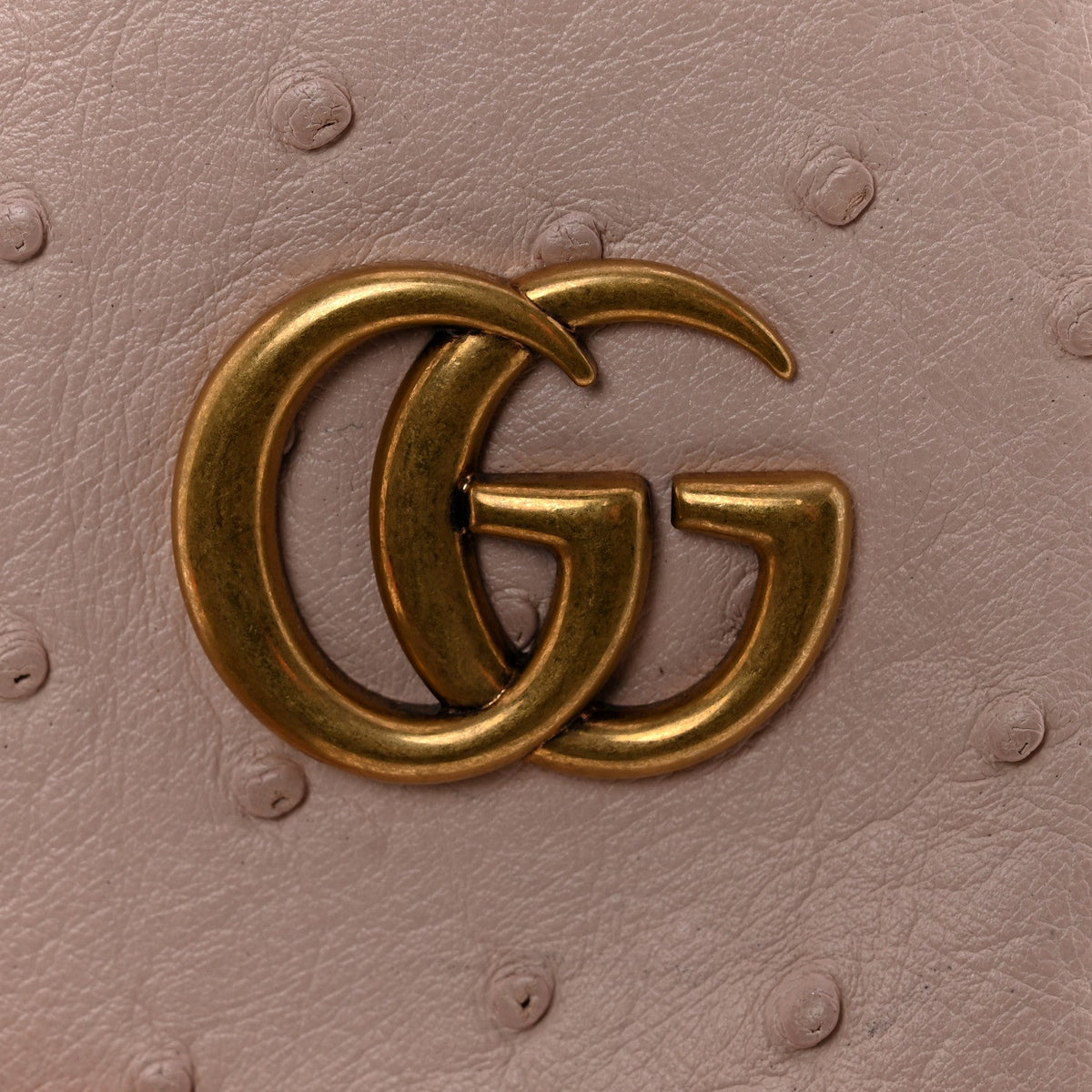 Ostrich Mini GG Marmont 2.0 Bucket Bag Light Pink
