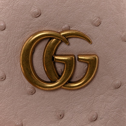 Ostrich Mini GG Marmont 2.0 Bucket Bag Light Pink
