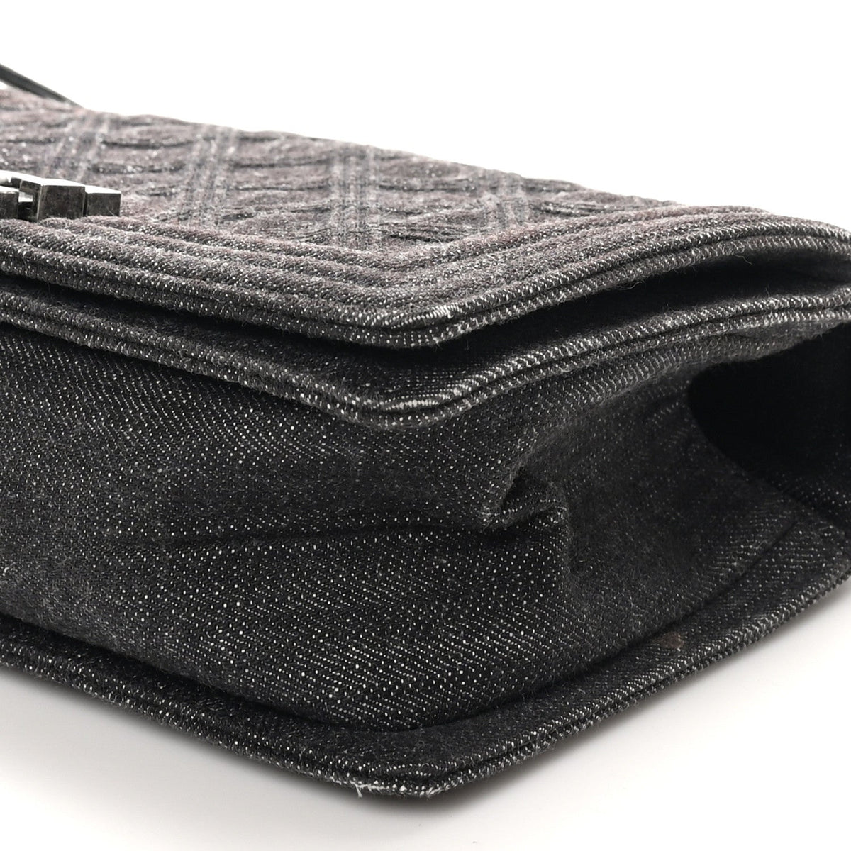 Denim Quilted Medium Boy Flap Black