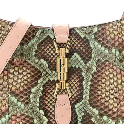Snakeskin Ostrich Calfskin Small Jackie 1961 Hobo Pink Multicolor