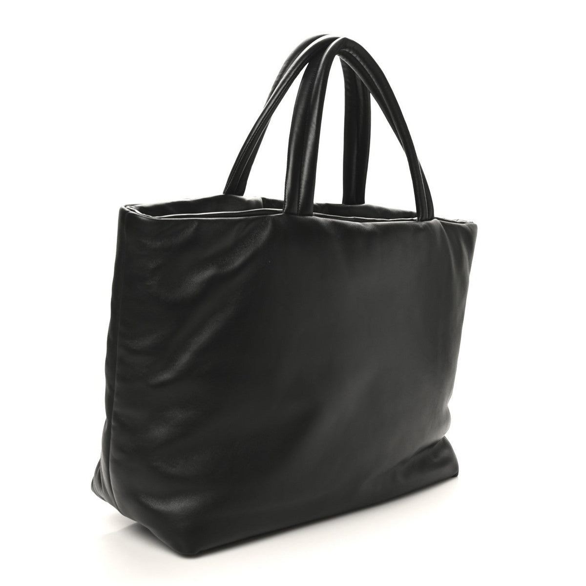 Lambskin Wide Puffer Tote Black