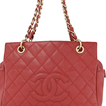 Caviar Quilted Petit Timeless Shopping Tote PTT Red