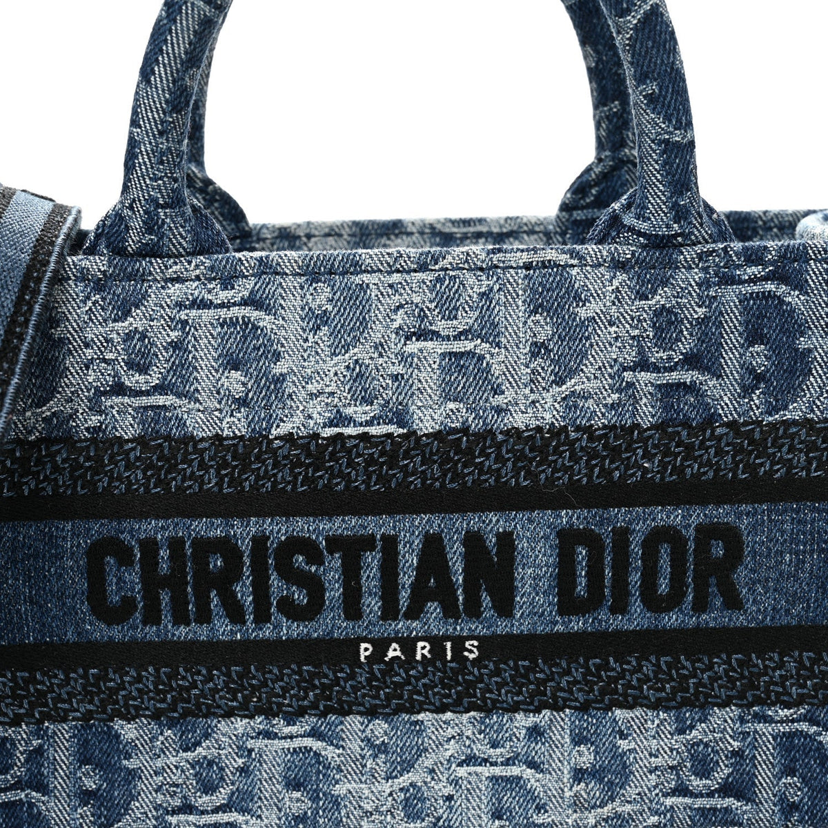 Denim Oblique Mini Book Tote With Strap Blue