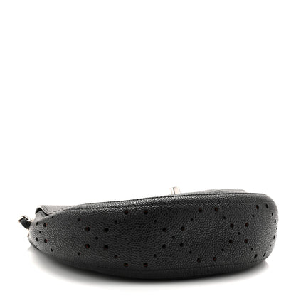 Caviar Perforated Messenger Bag Black