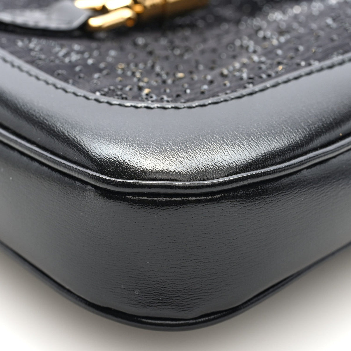 New Canvas Charisma Calfskin Crystal GG Monogram Mini Jackie 1961 Hobo Black