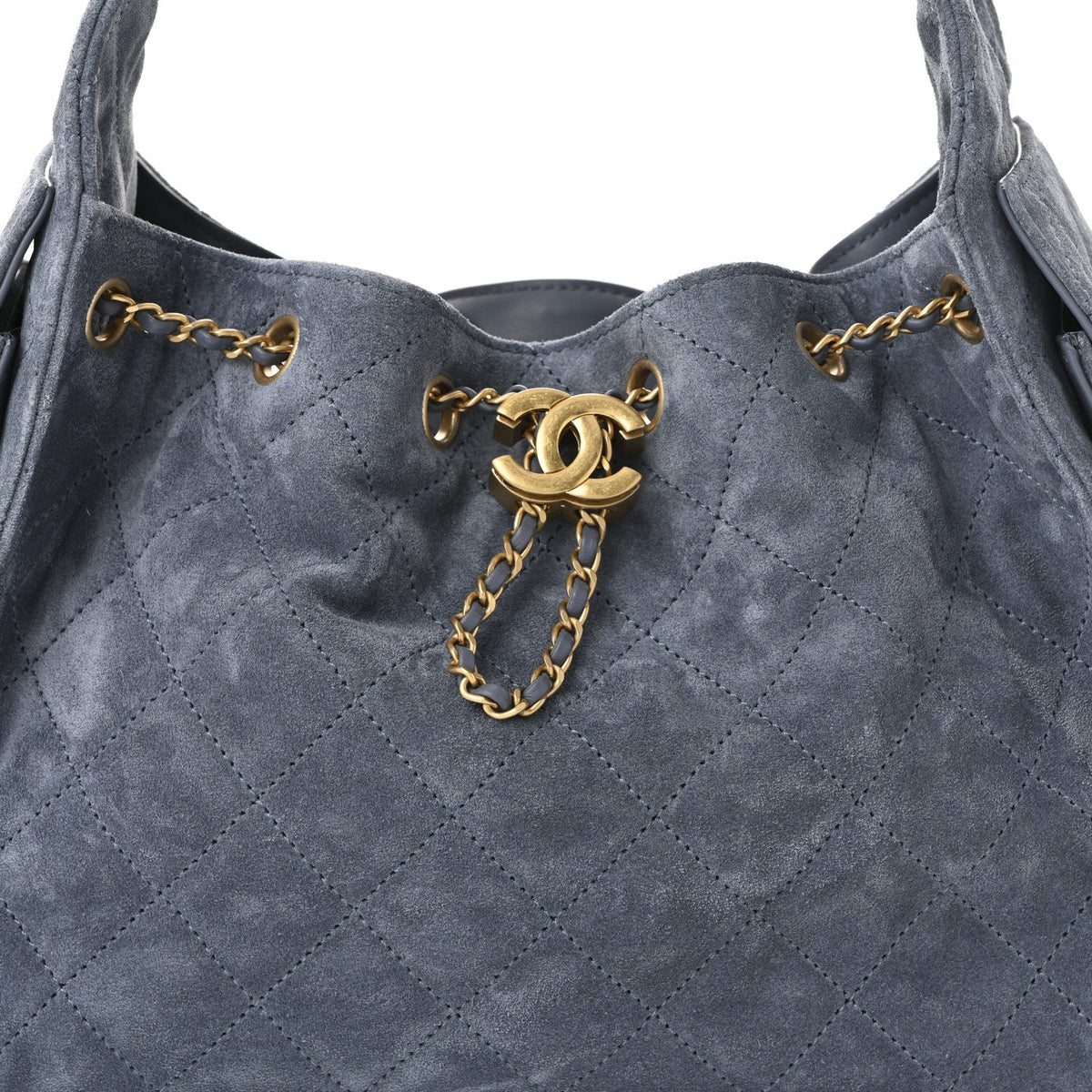 Suede Quilted Small Chanel 25 Handbag Blue