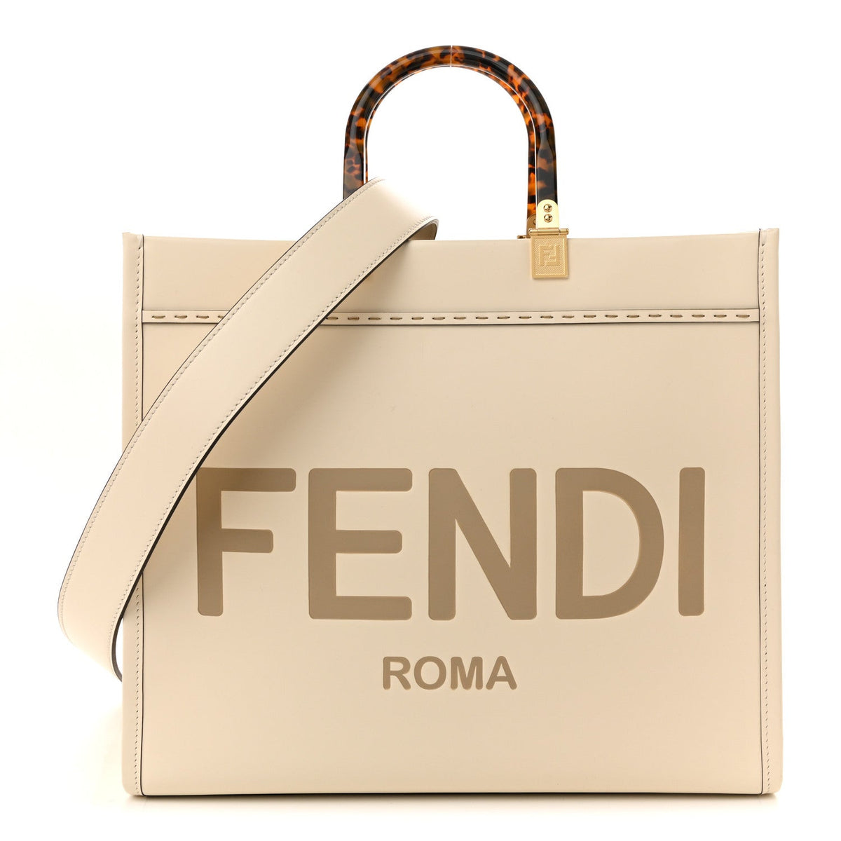 Vitello King Plexiglass Medium Fendi Sunshine Shopper Tote White Ice