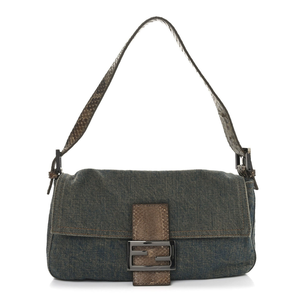 Denim Snakeskin Baguette Blue