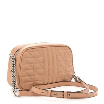 Calfskin Matelasse Aria Small GG Marmont Chain Shoulder Bag Camelia