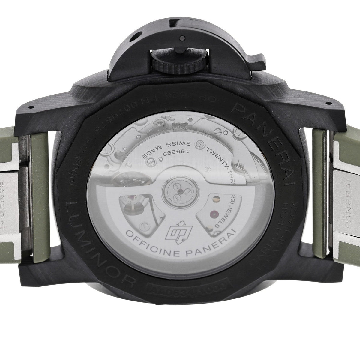 Carbon Rubber 40mm Luminor Quaranta Carbotech Automatic Watch Green PAM01526