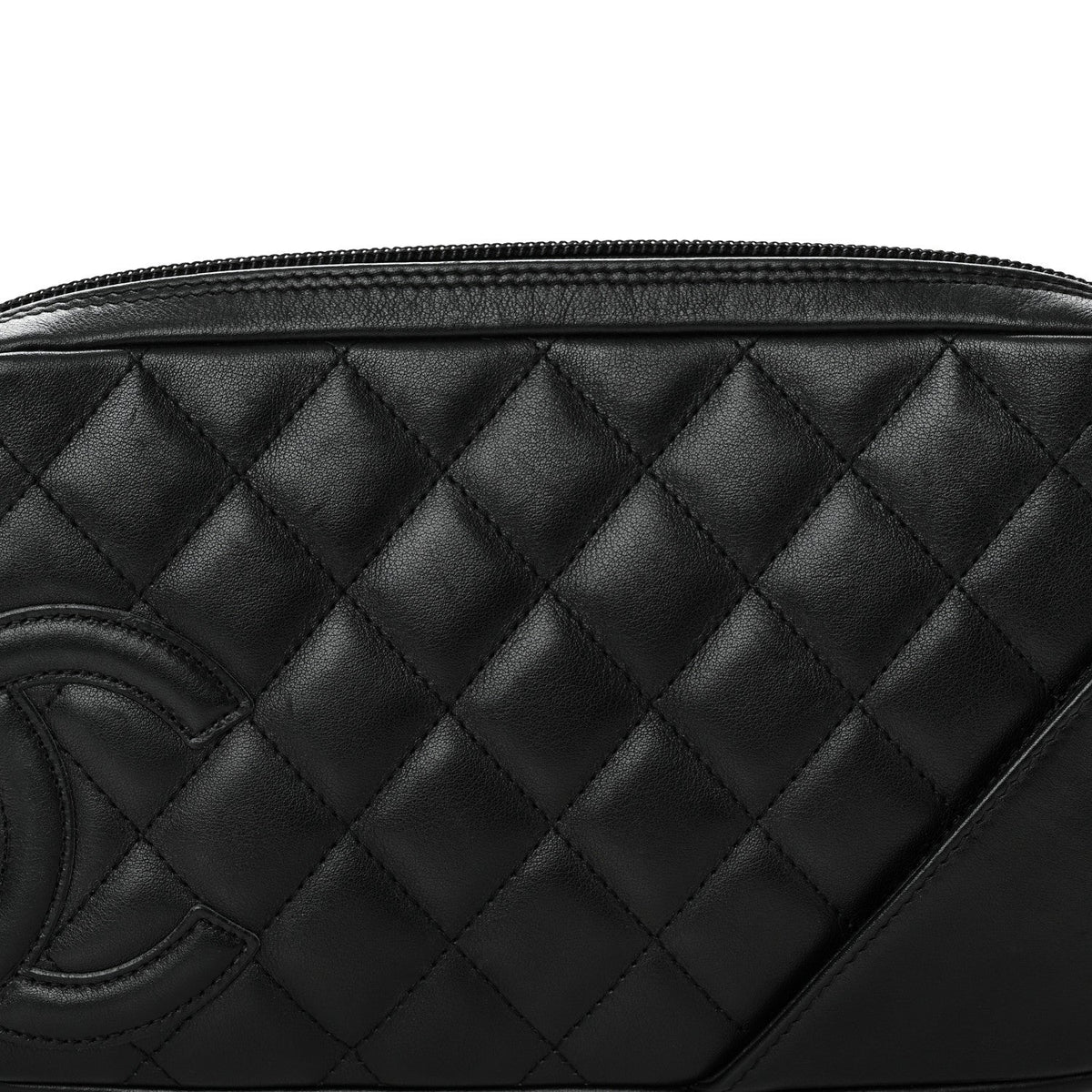 Calfskin Quilted Cambon Pochette Black