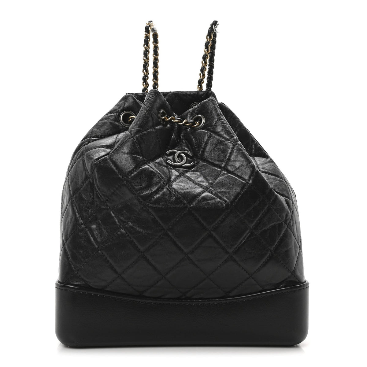 Aged Calfskin Quilted Small Gabrielle Backpack Black