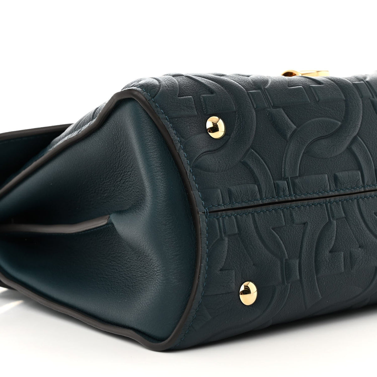 Calfskin Embossed Small Margot Top Handle Divisa Green