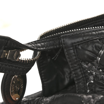 Nylon Quilted Tweed Stitch Bubble Tote Black