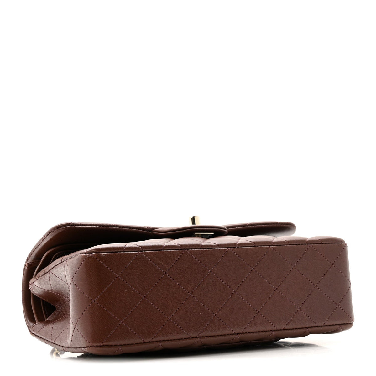 Lambskin Quilted Small Double Flap Dark Brown