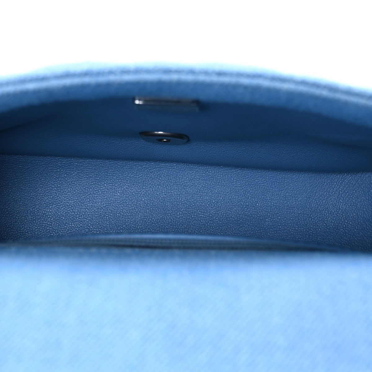 Denim Quilted Sweetheart Mini Flap Blue