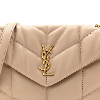 Lambskin Quilted Toy Loulou Puffer Monogram Chain Satchel Dark Beige