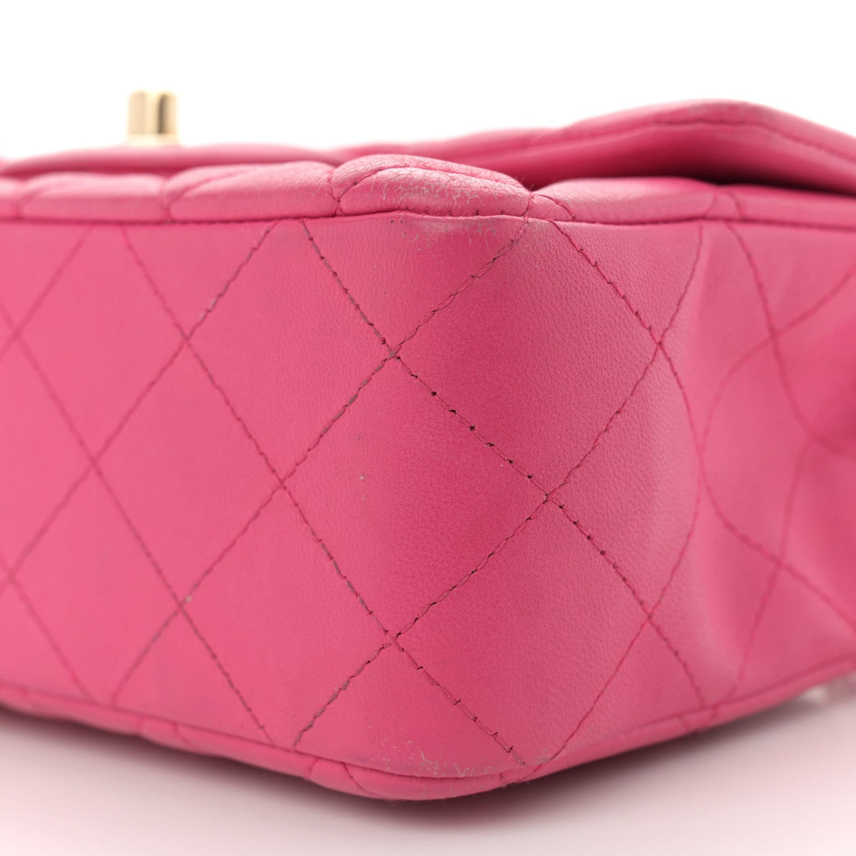 Lambskin Quilted Mini Rectangular Flap Fuchsia