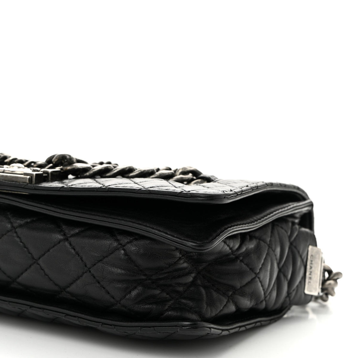 Calfskin Enchained New Medium Boy Flap Black
