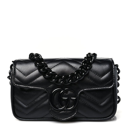 Calfskin Matelasse Monochrome GG Marmont Chain Belt Bag Black