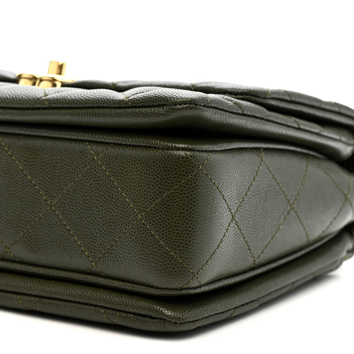 Caviar Quilted Mini Coco First Flap Khaki