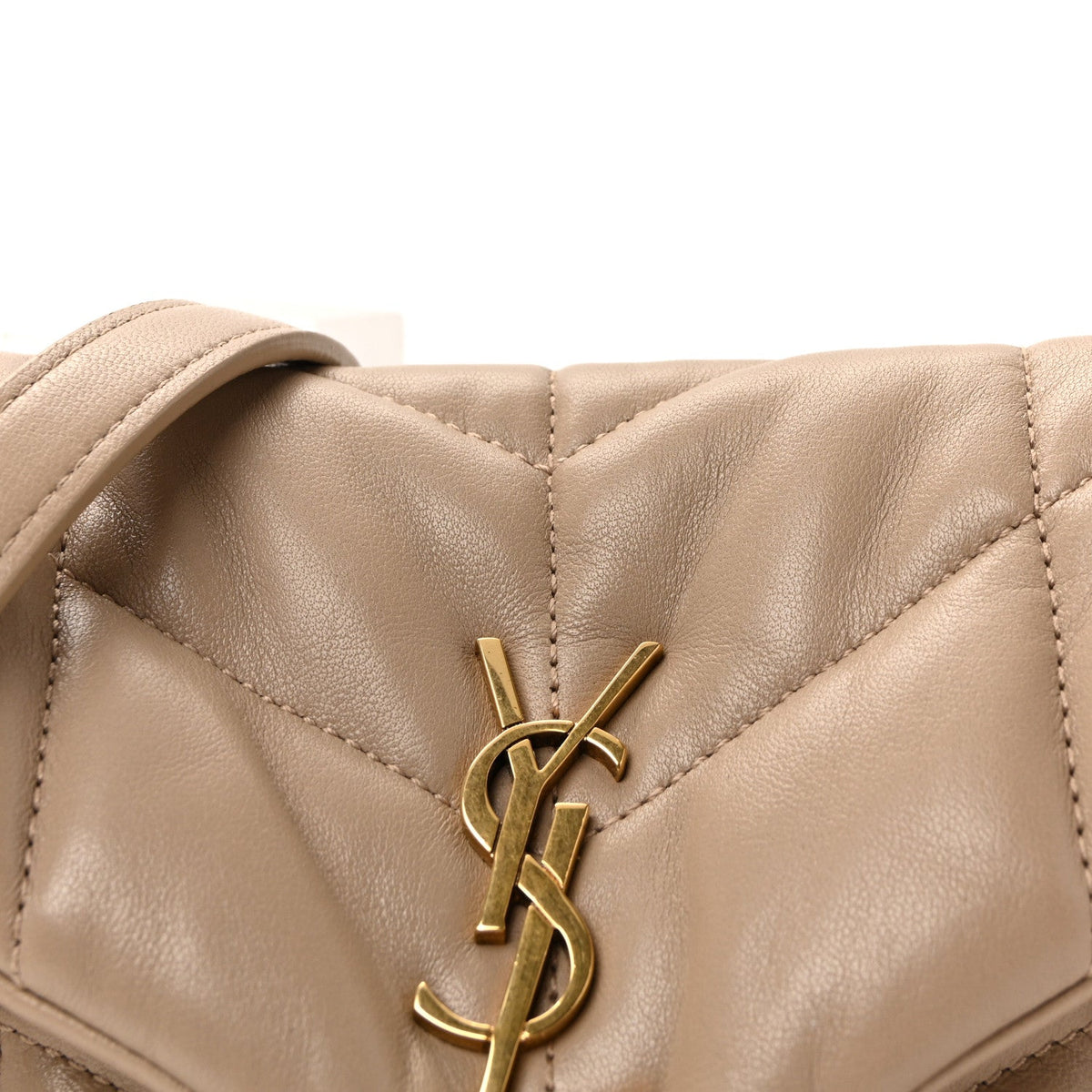 Lambskin Quilted Toy Loulou Puffer Monogram Chain Satchel Dark Beige