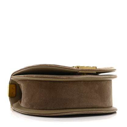 Velvet Quilted Small Boy Messenger Bag Beige
