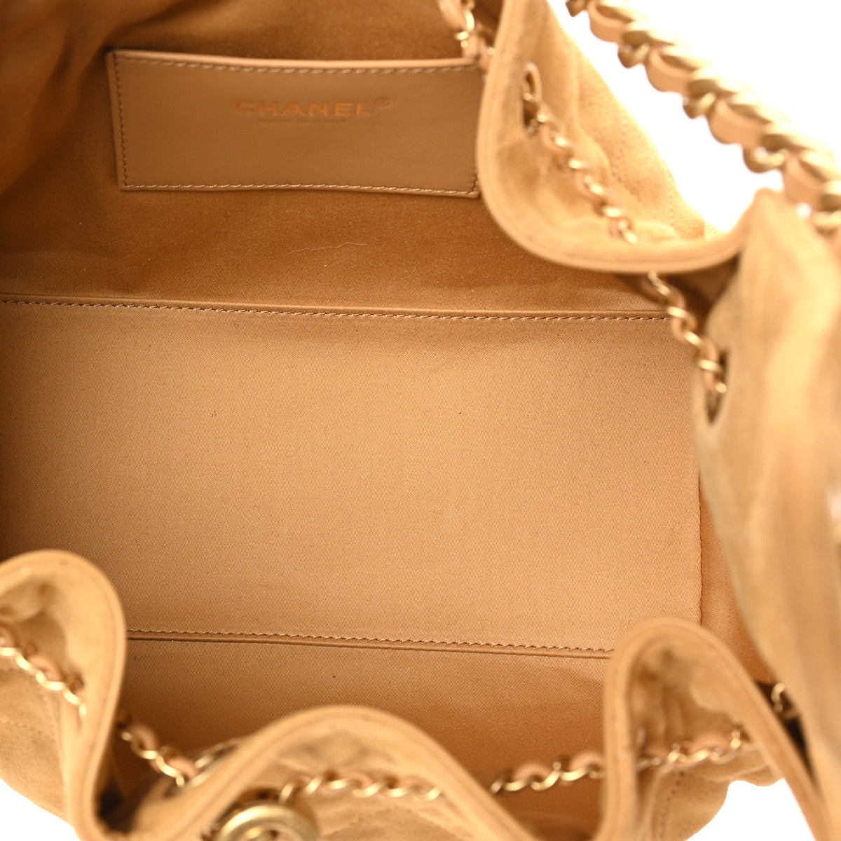Suede Quilted Small Chanel 25 Handbag Beige