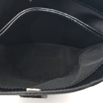 Crumpled Calfskin Quilted Chain Drawstring Bucket Bag Black