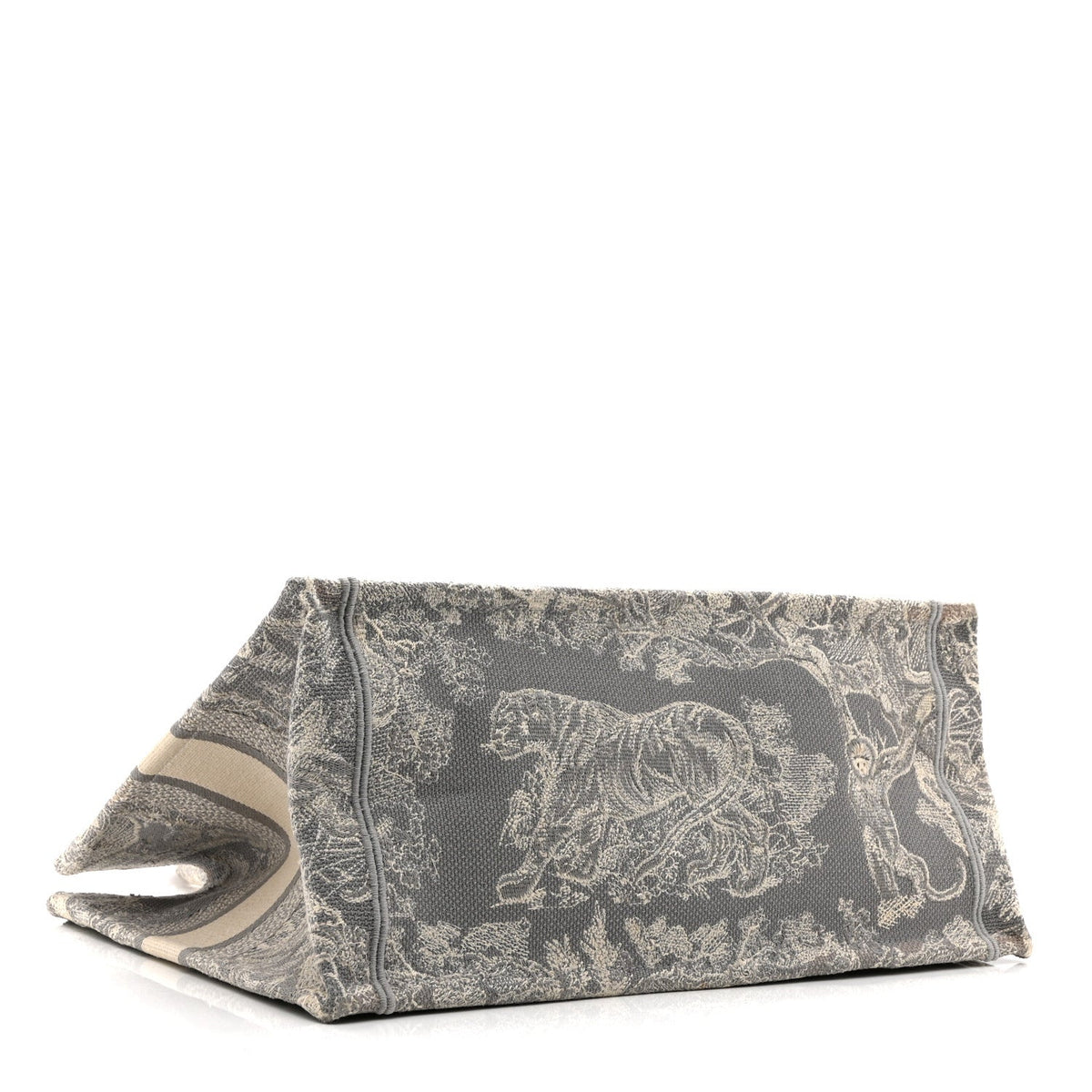 Canvas Embroidered Medium Dioriviera Toile De Jouy Reverse Book Tote Gray