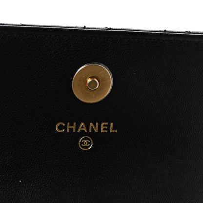 Lambskin Quilted Pearl Crush Flap With Chain Black