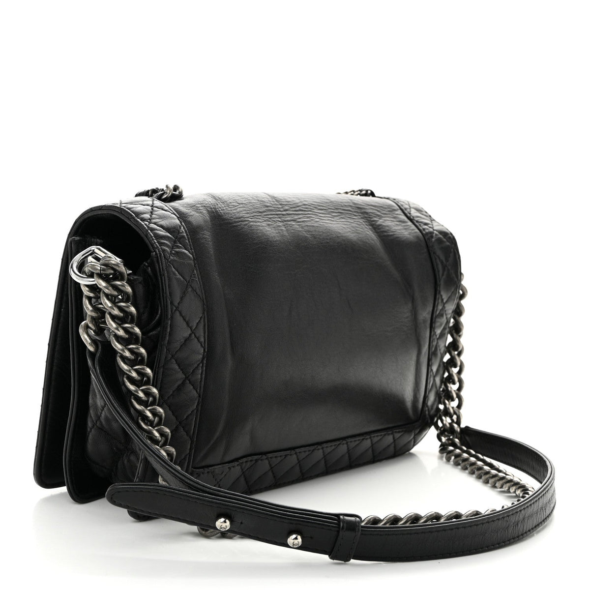 Calfskin Enchained New Medium Boy Flap Black