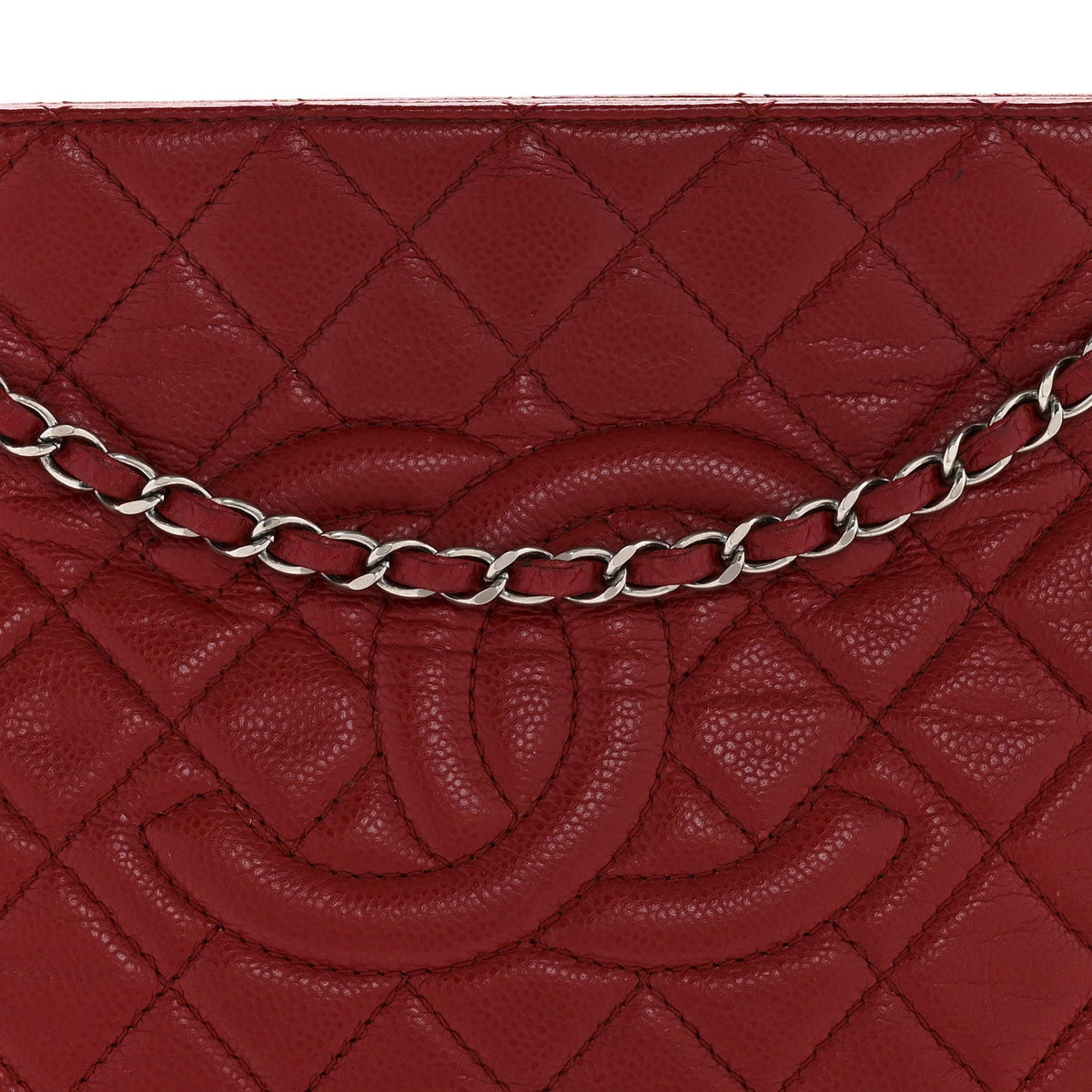 Caviar Quilted Timeless CC Shopping Tote Red
