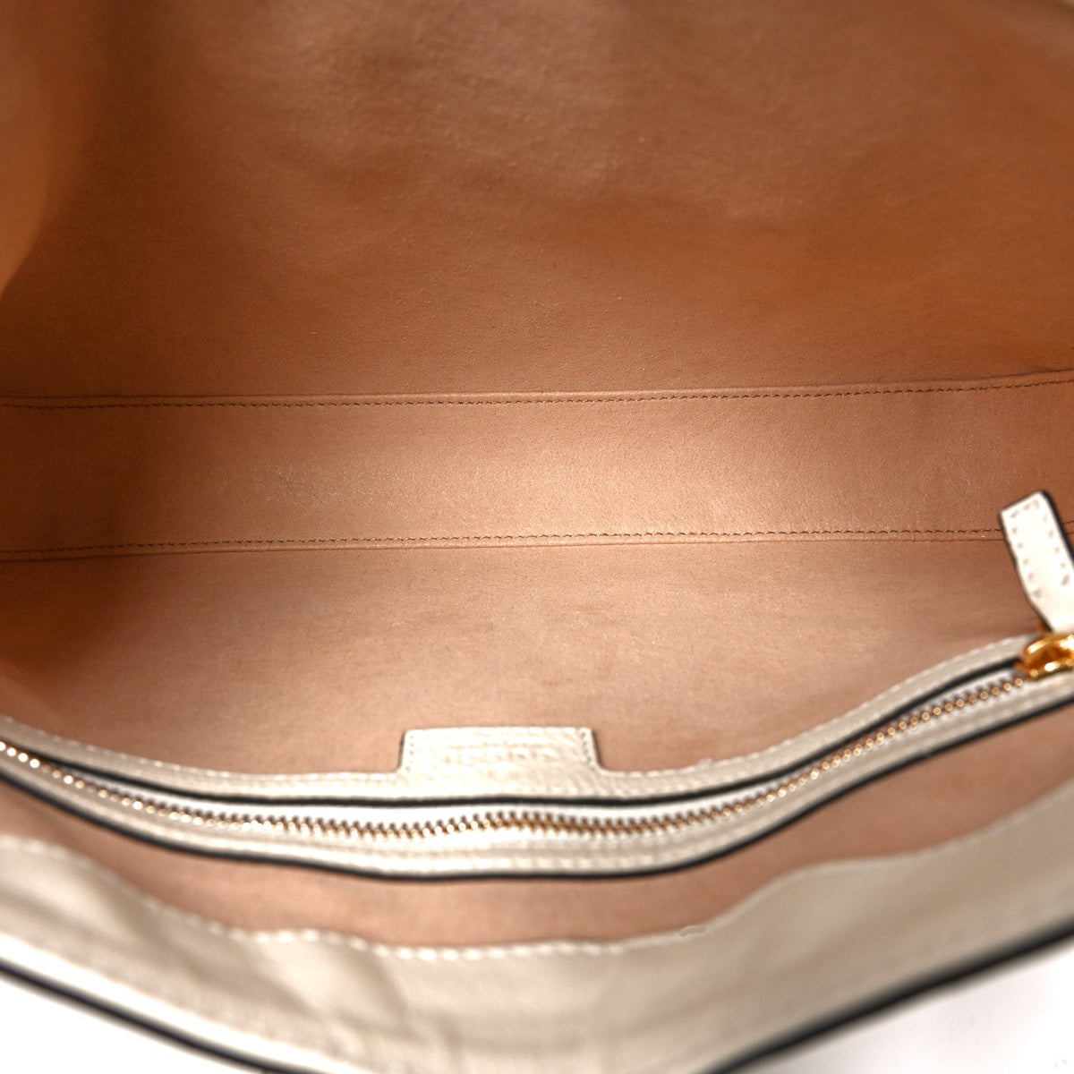 GG Supreme Monogram Moon Calfskin Medium Padlock Shoulder Bag Beige Ebony Mystic White