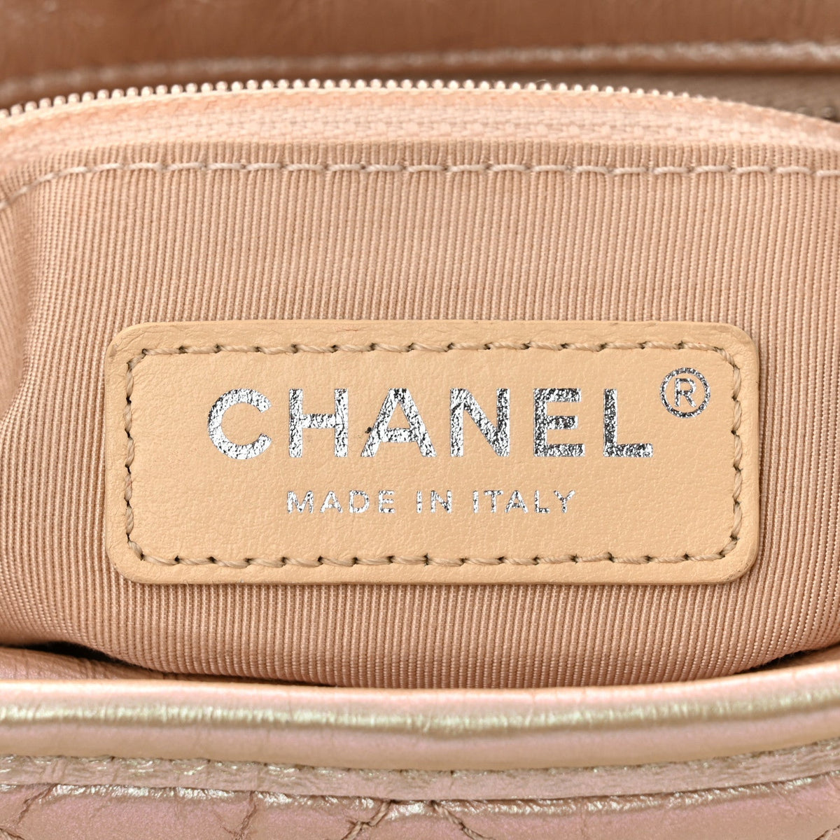 Iridescent Aged Calfskin Quilted Small Gabrielle Hobo Light Pink
